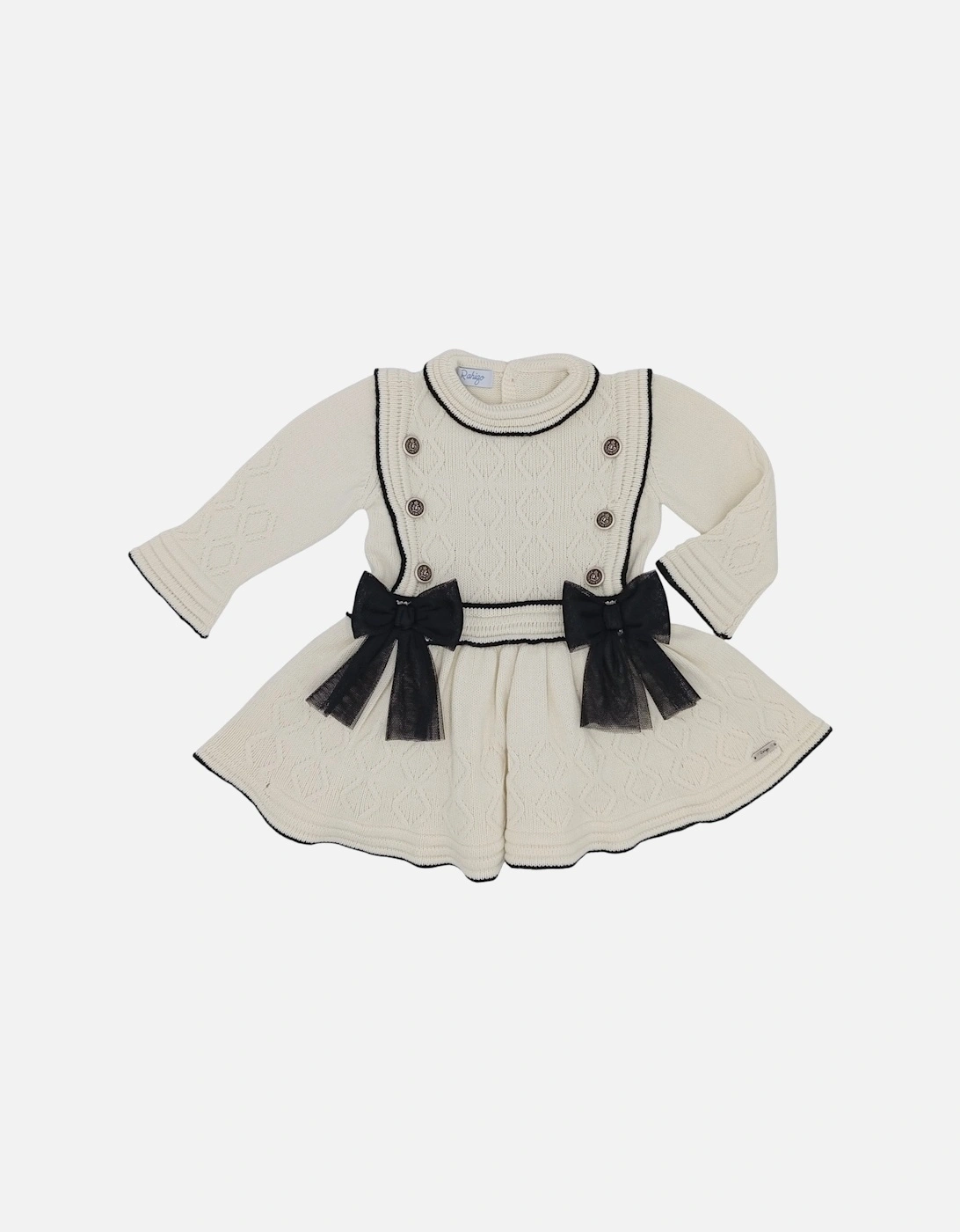 Girls Cream and Black Knit Dress, 2 of 1