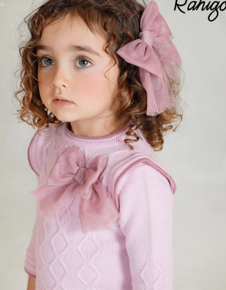 Girls Dusty Pink Tulle Bow Clip