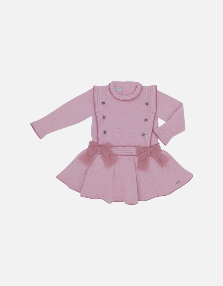 Girls Pale and Dusty Pink Knit Dress