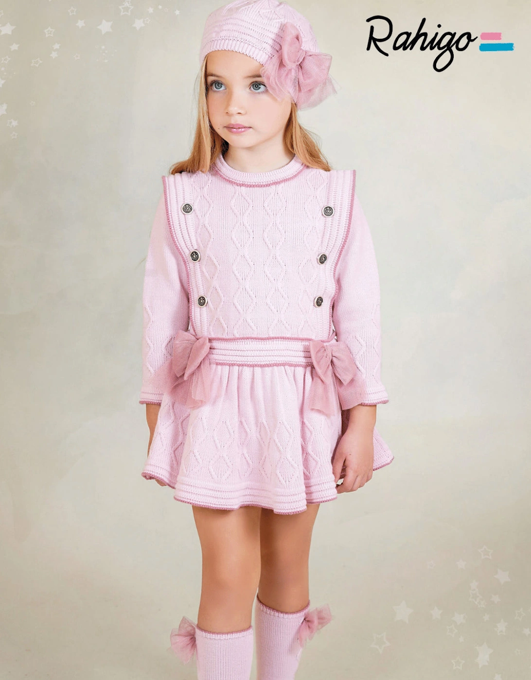 Girls Pale and Dusty Pink Knit Dress