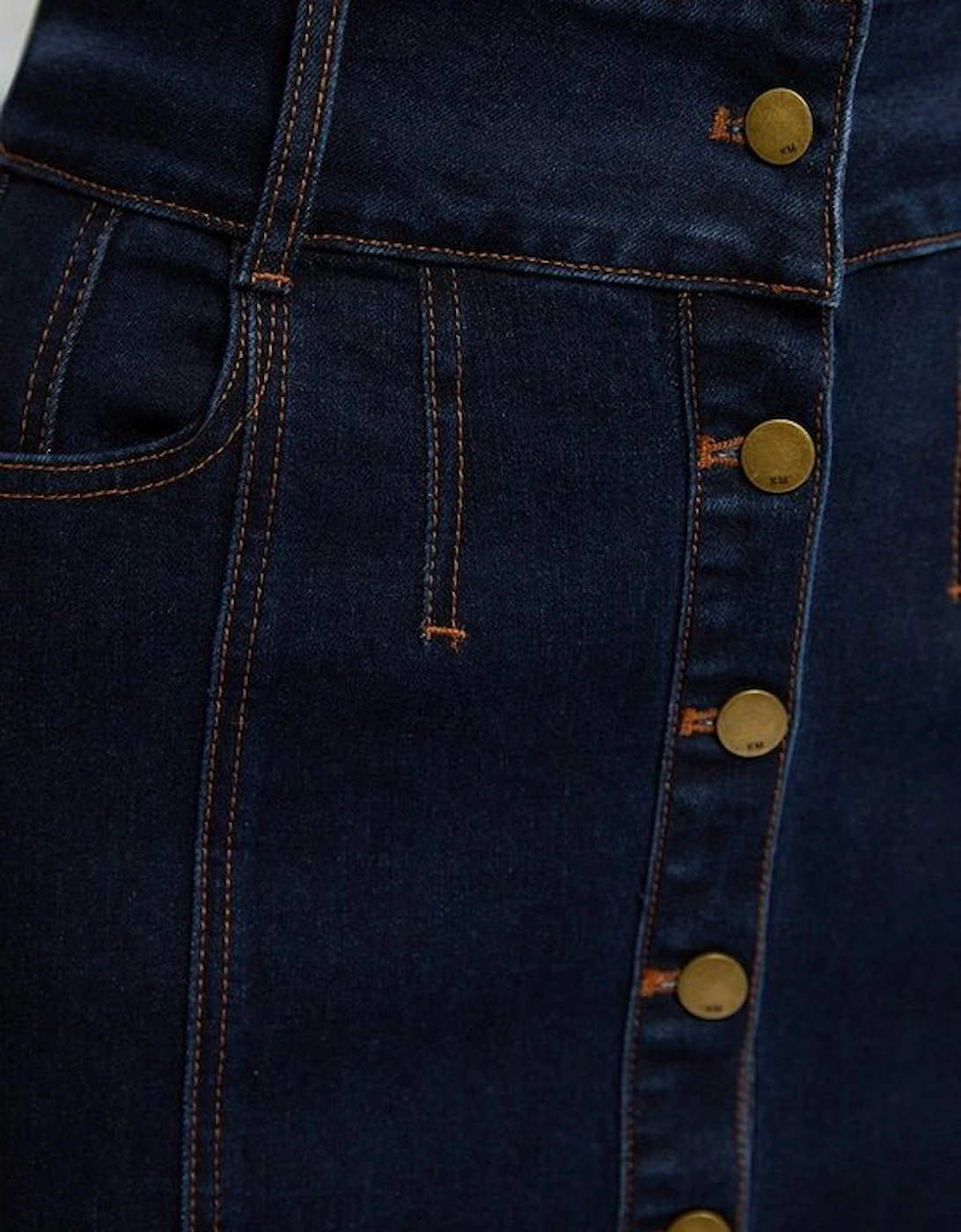 Denim Corset Waist Detail Pencil Skirt