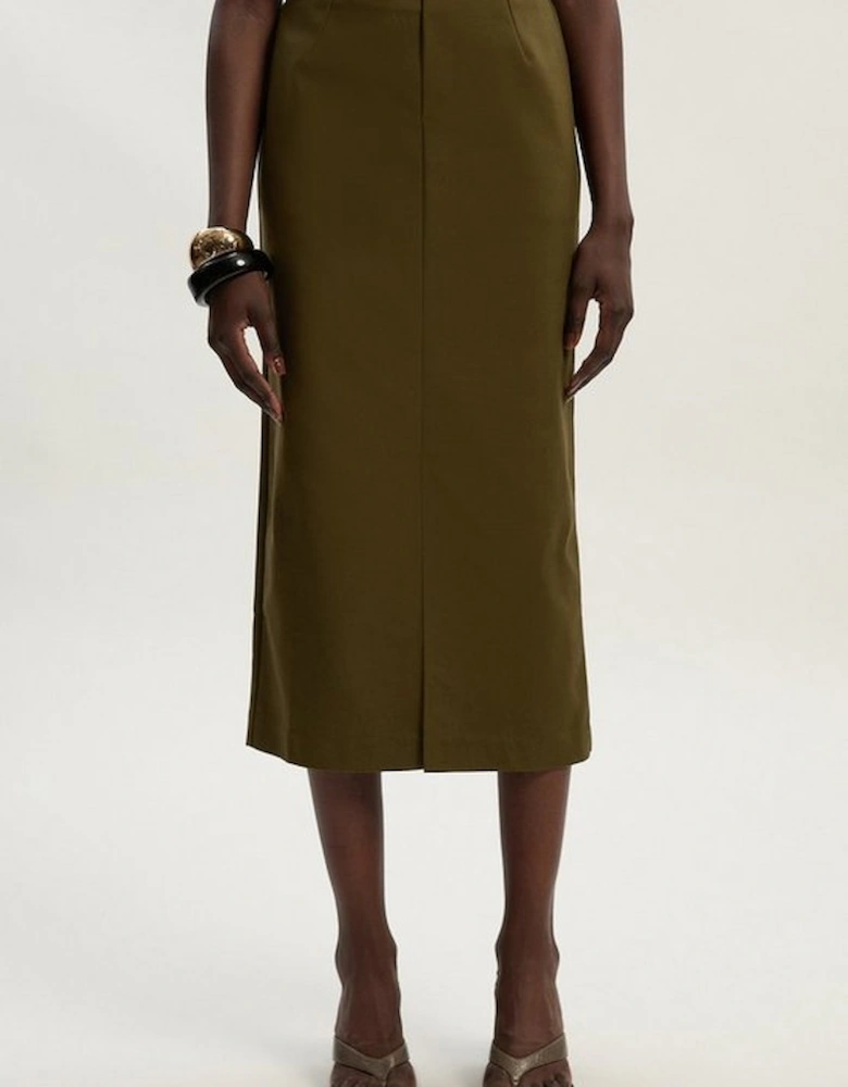 Techno Hardware Detail Woven Midi Pencil Skirt