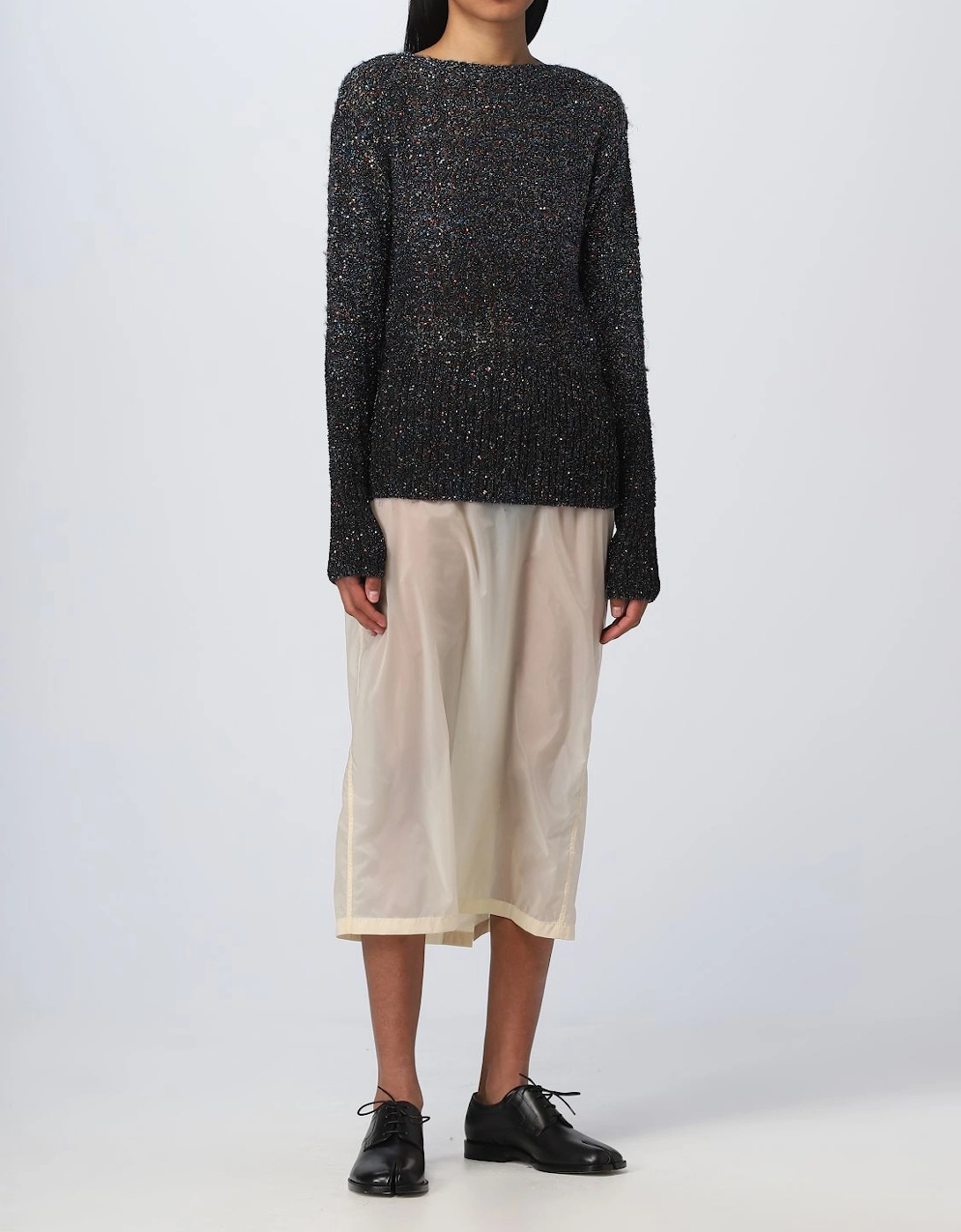 Sequin Knit Boat Neck Pullover