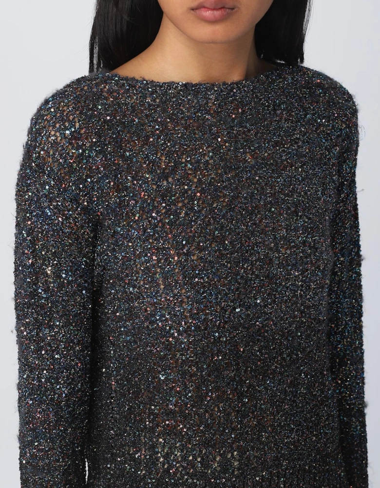 Sequin Knit Boat Neck Pullover
