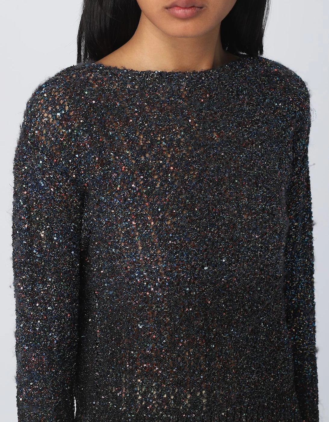 Sequin Knit Boat Neck Pullover