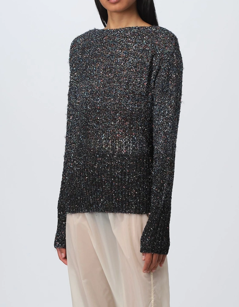 Sequin Knit Boat Neck Pullover