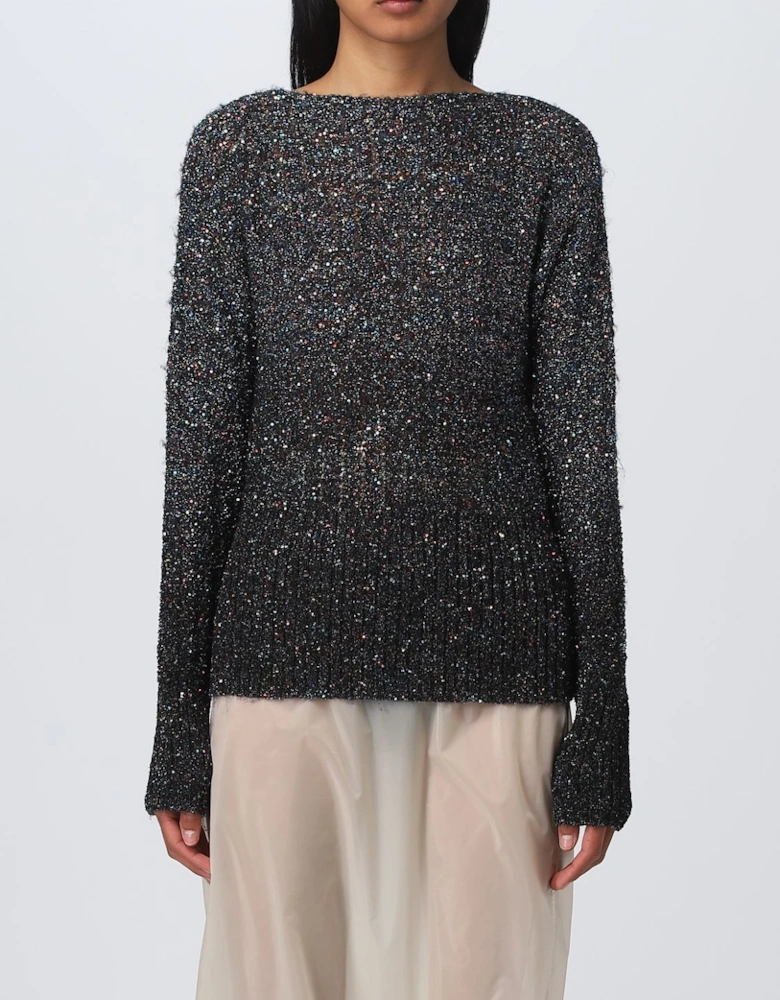 Sequin Knit Boat Neck Pullover