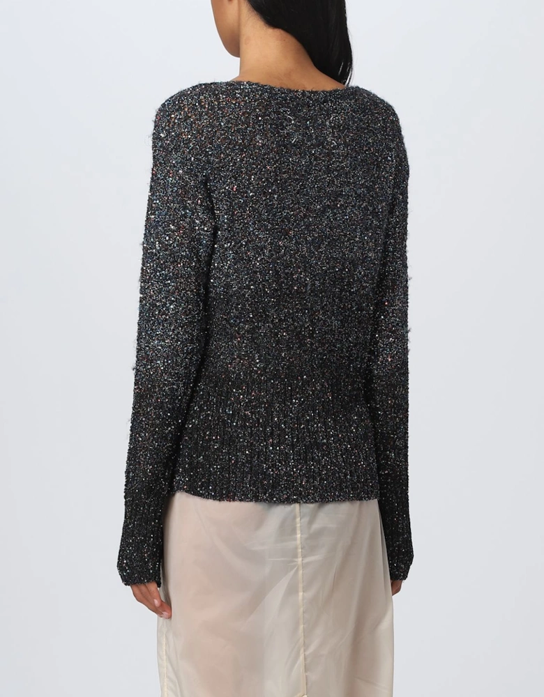 Sequin Knit Boat Neck Pullover