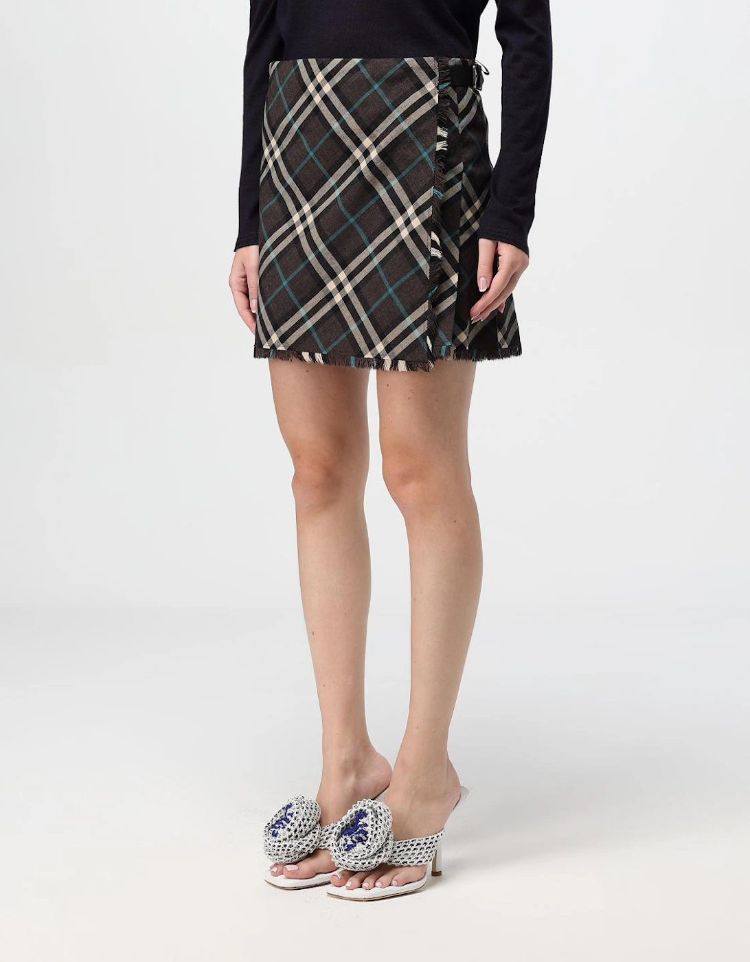 Plaid Mini Skirt Frayed Hem