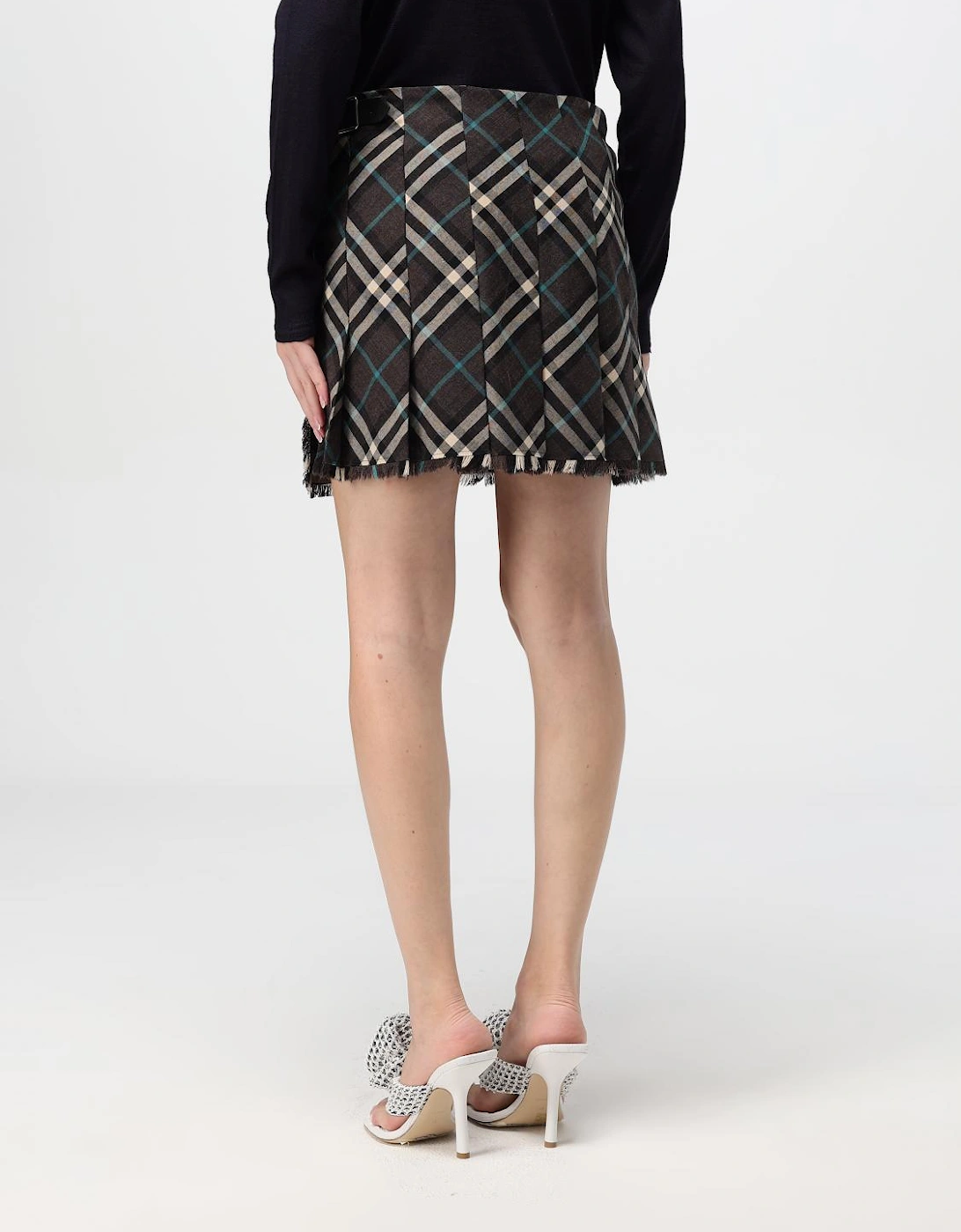 Plaid Mini Skirt Frayed Hem