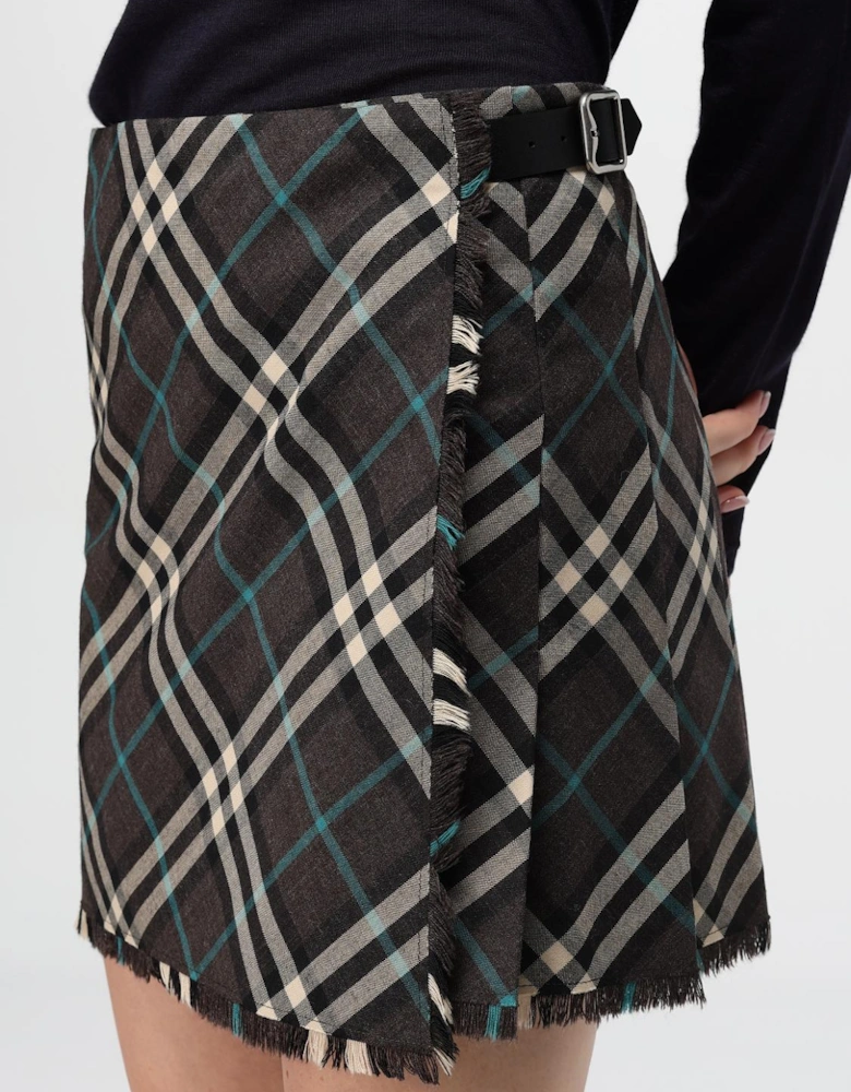 Plaid Mini Skirt Frayed Hem