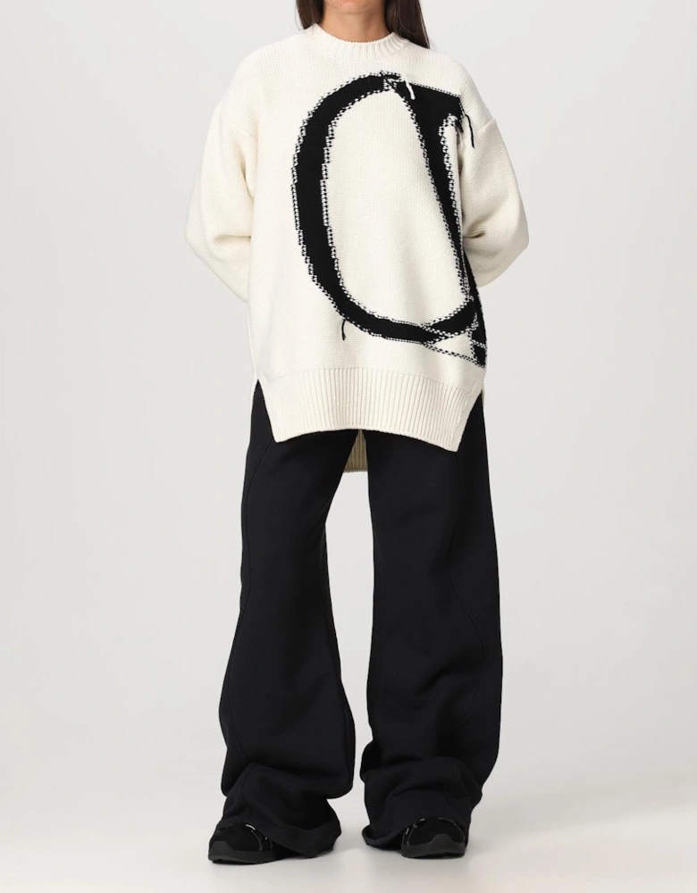 Oversized Knit Sweater Graphic Print