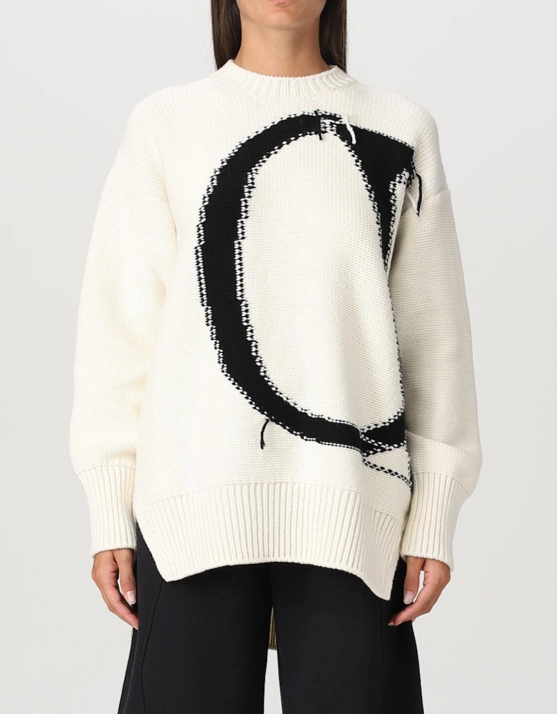 Oversized Knit Sweater Graphic Print