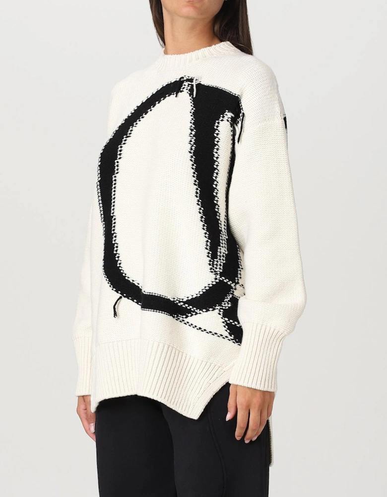 Oversized Knit Sweater Graphic Print