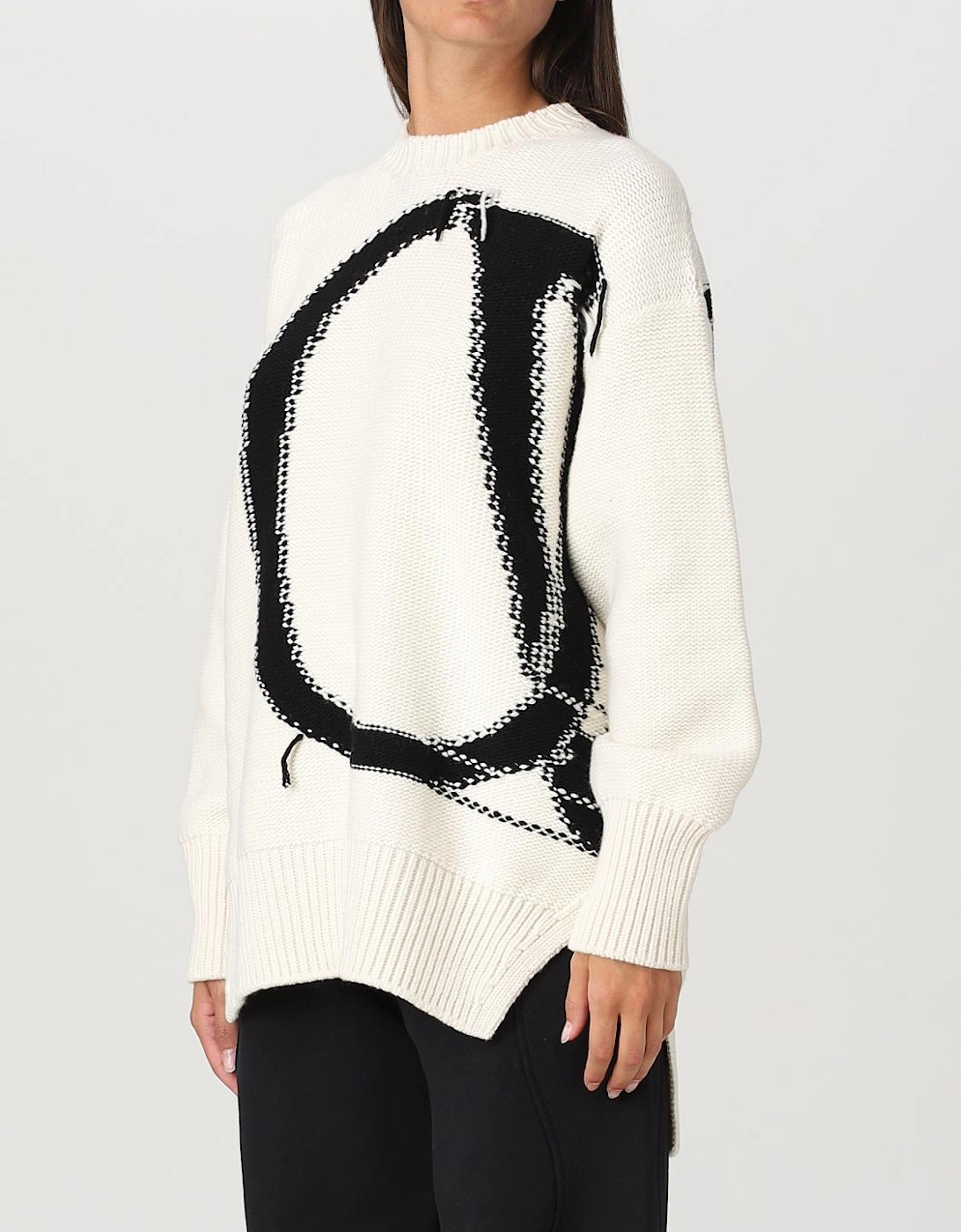 Oversized Knit Sweater Graphic Print