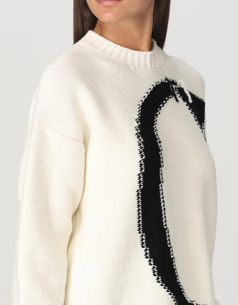 Oversized Knit Sweater Graphic Print