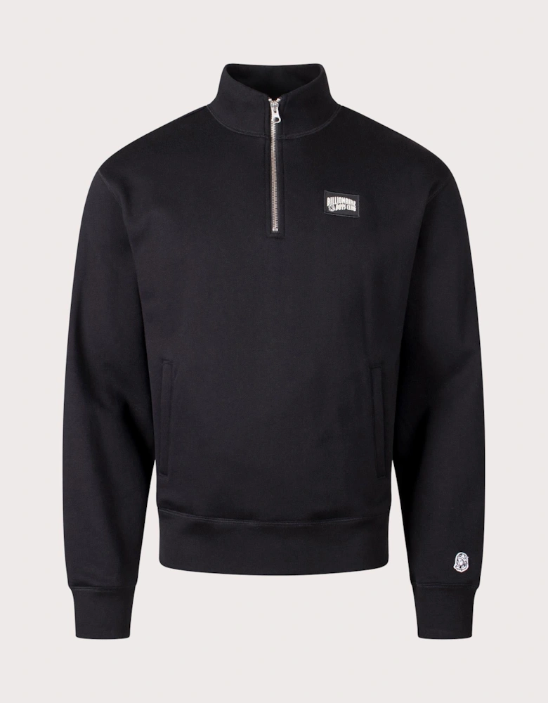 Woven Patch Quarter Zip Sweatshirt