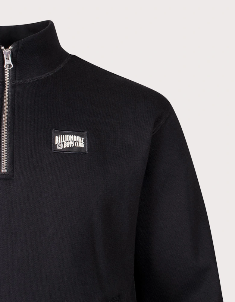 Woven Patch Quarter Zip Sweatshirt