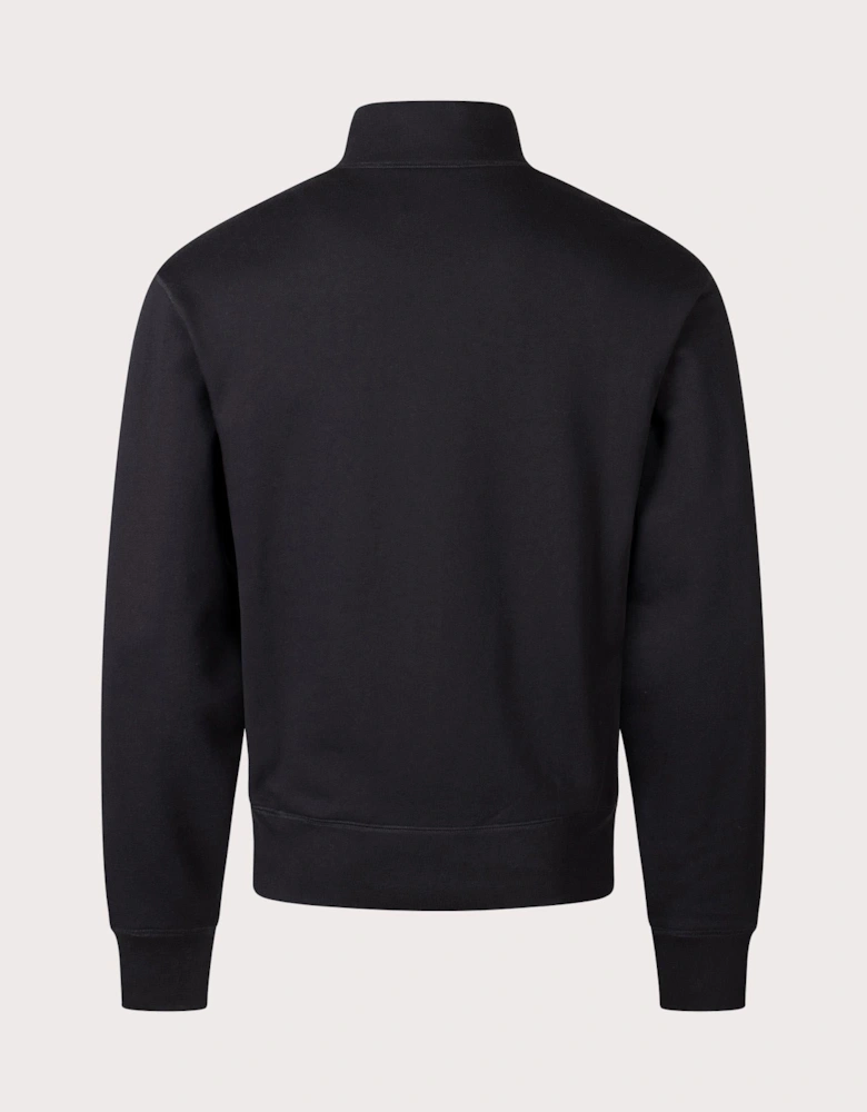 Woven Patch Quarter Zip Sweatshirt