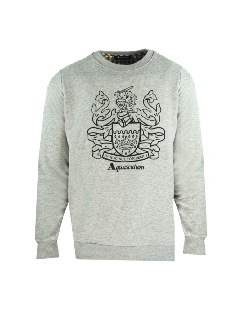 Large Crest Crew Neck Grey Sweatshirt