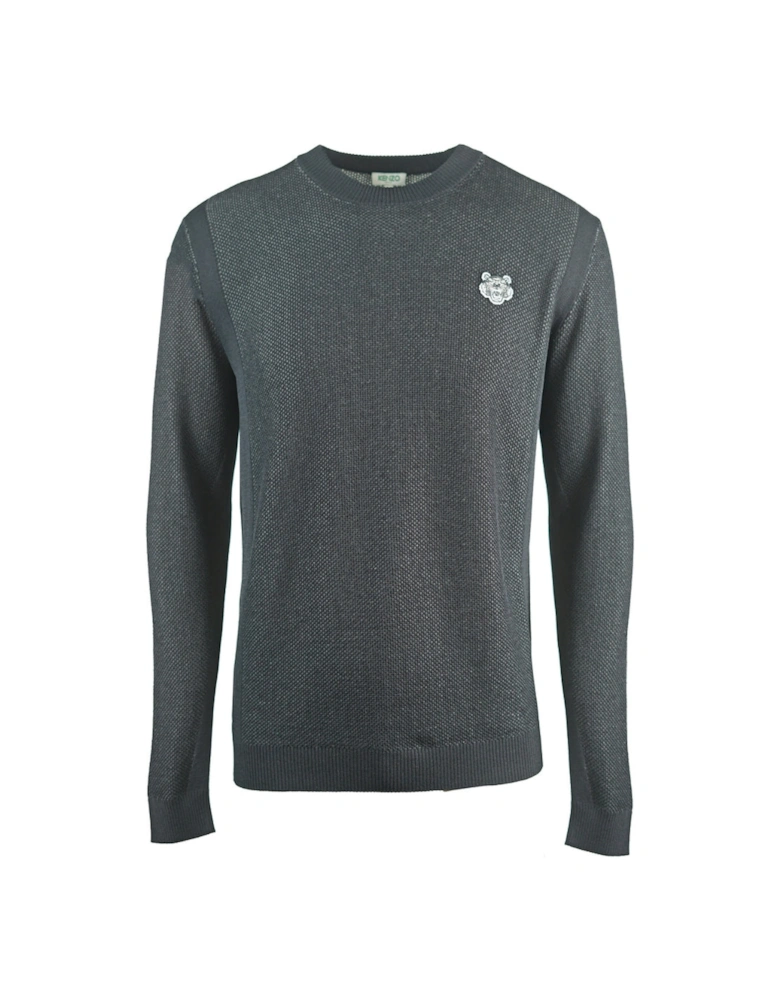 Textiled Design Plain Black Jumper