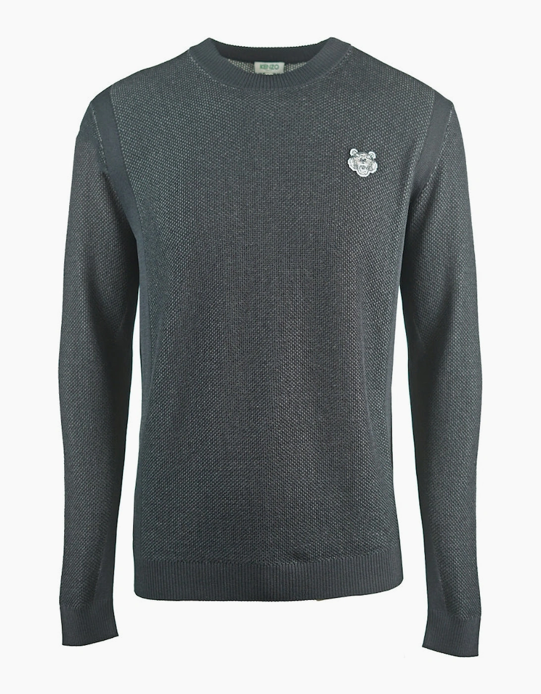Kenzo Men's Kenzo Textiled Design Plain Black Jumper - Grey