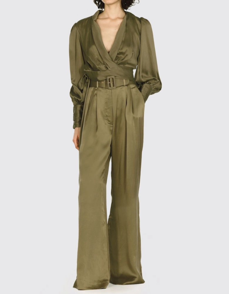 Silk WideLeg Pants with Belt
