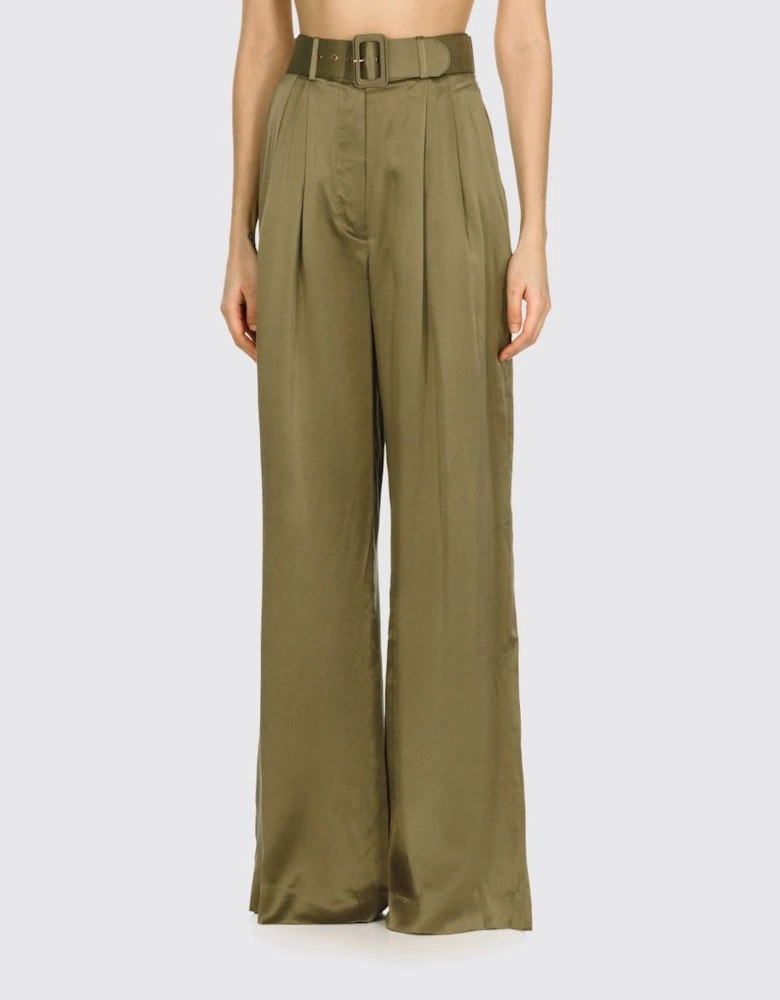 Silk WideLeg Pants with Belt