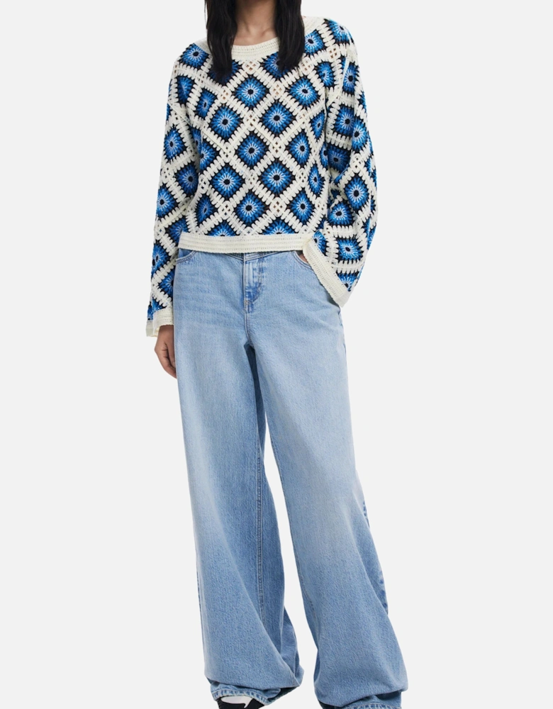 Crochet Pullover Sweater Geometric Pattern