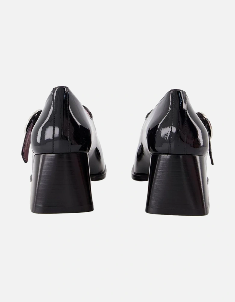 Patent Leather Block Heel Pumps