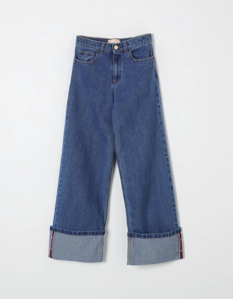 Wide Leg Jeans with Cuffed Hems