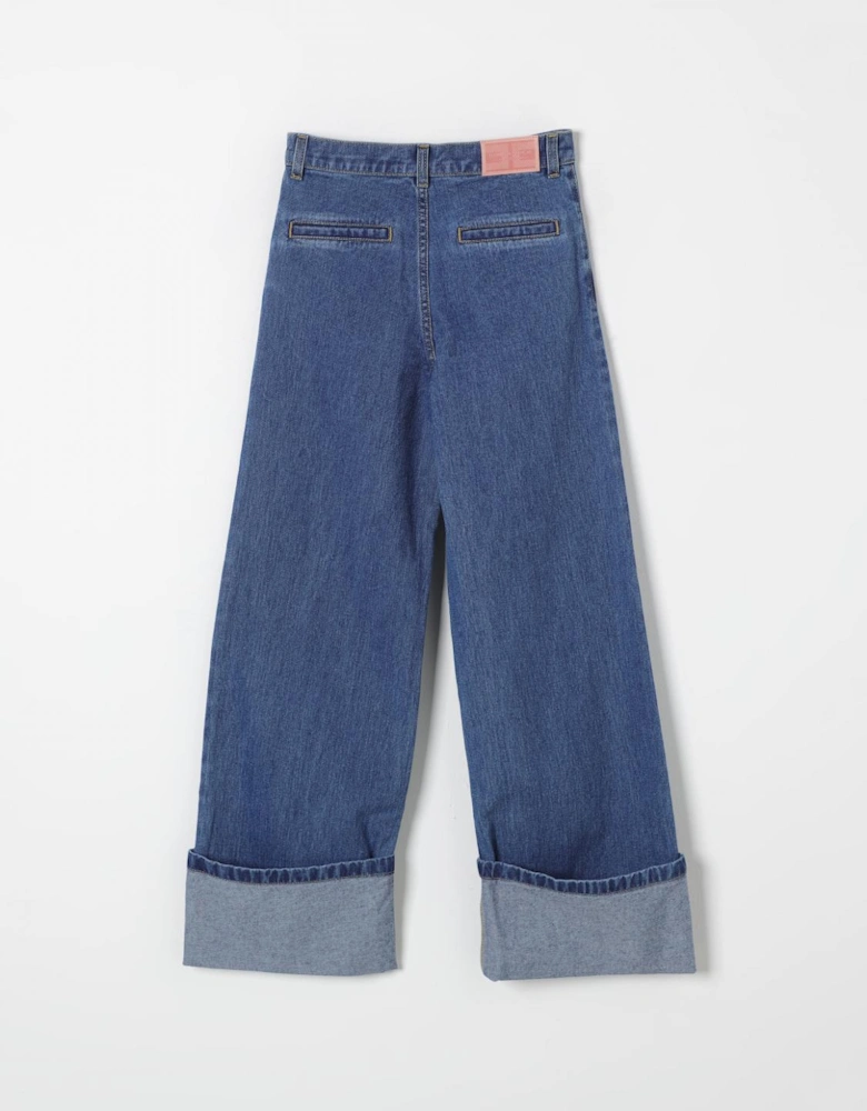 Wide Leg Jeans with Cuffed Hems