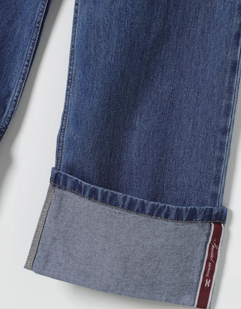 Wide Leg Jeans with Cuffed Hems