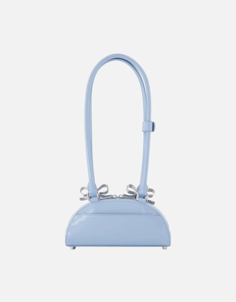 Curved Mini Leather Shoulder Bag with Top Handles and Magnetic Clasp