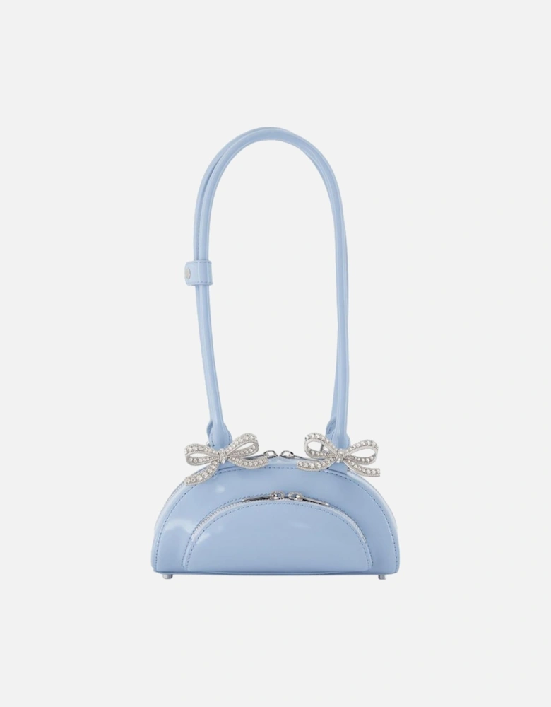 Curved Mini Leather Shoulder Bag with Top Handles and Magnetic Clasp