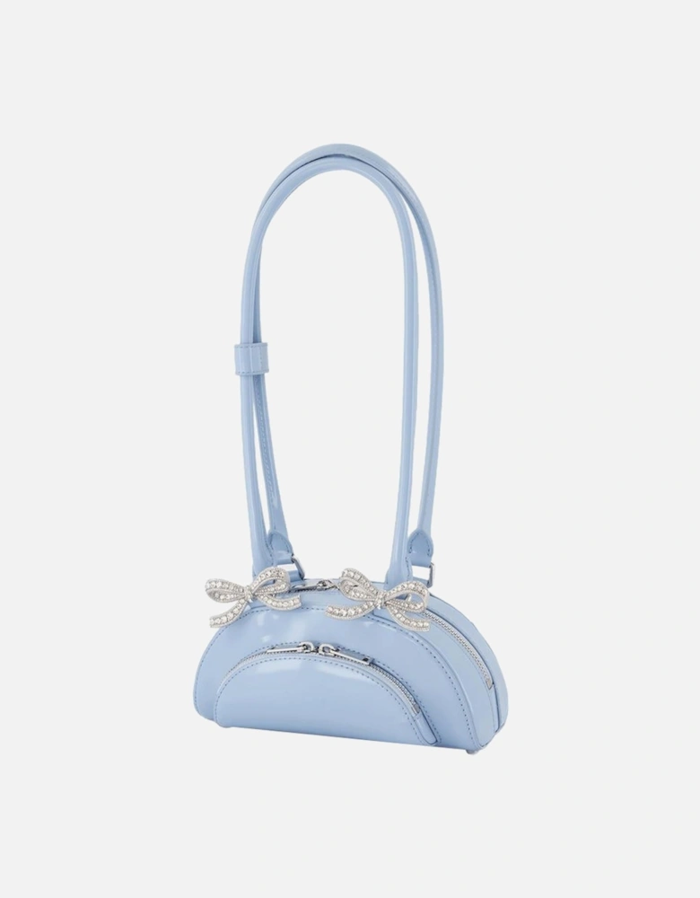 Curved Mini Leather Shoulder Bag with Top Handles and Magnetic Clasp