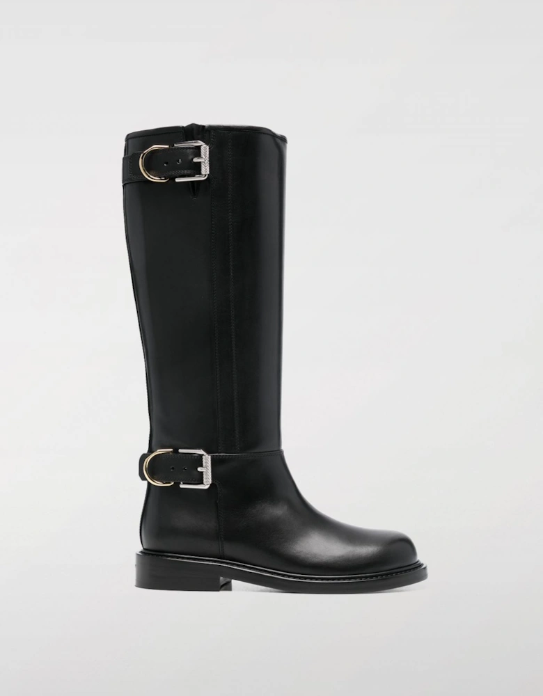 Leather KneeHigh Buckle Boots