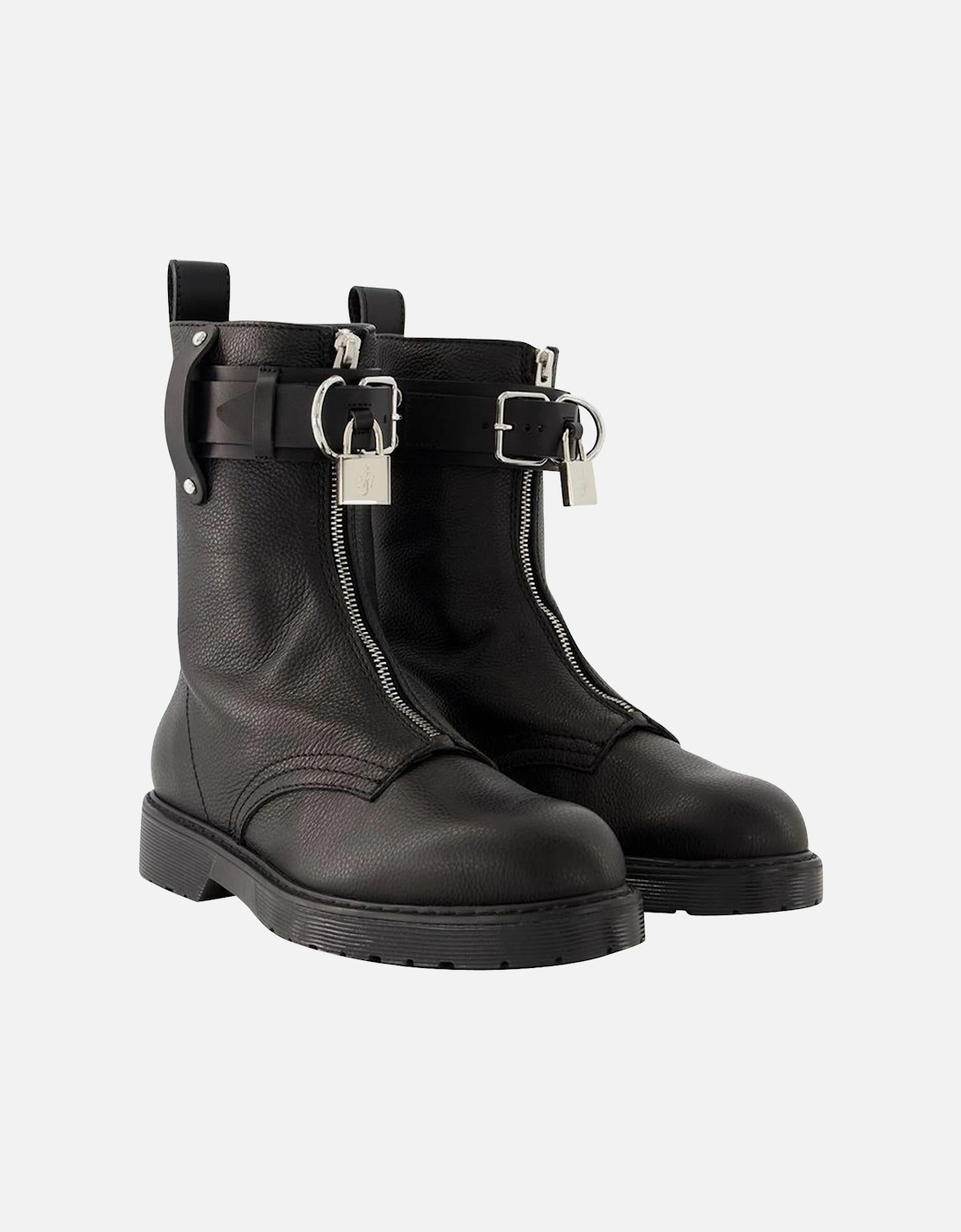 Black Leather Combat Boots