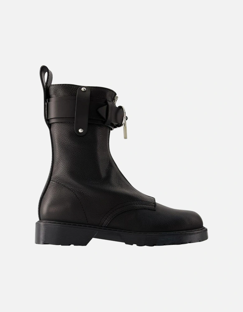 Black Leather Combat Boots