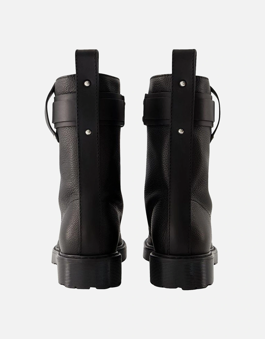 Black Leather Combat Boots