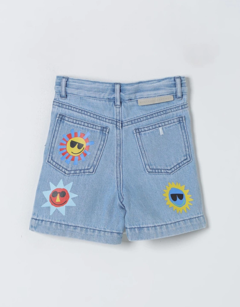 Kids Denim Shorts with Sun Appliques