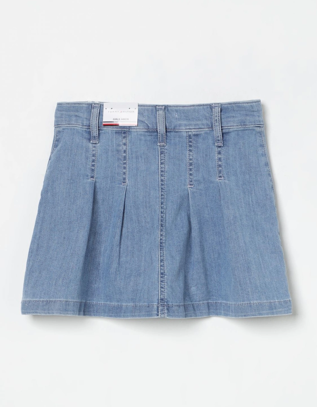 Pleated Denim Skirt with Pockets