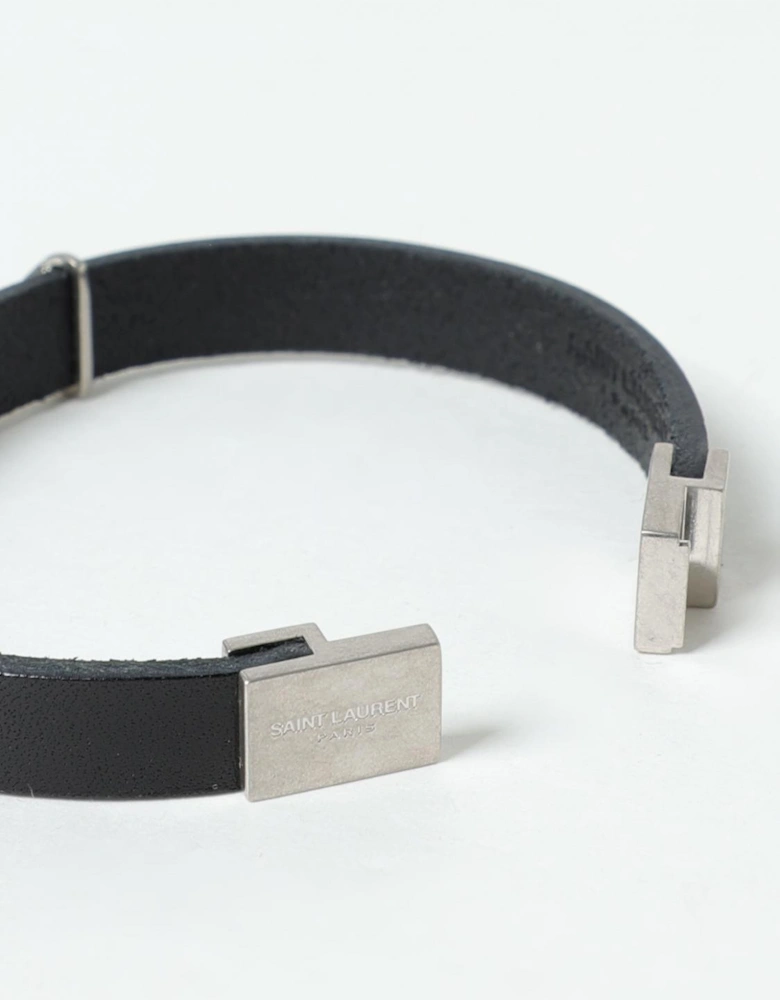 YSL Leather Bracelet Cascading YSL Logo