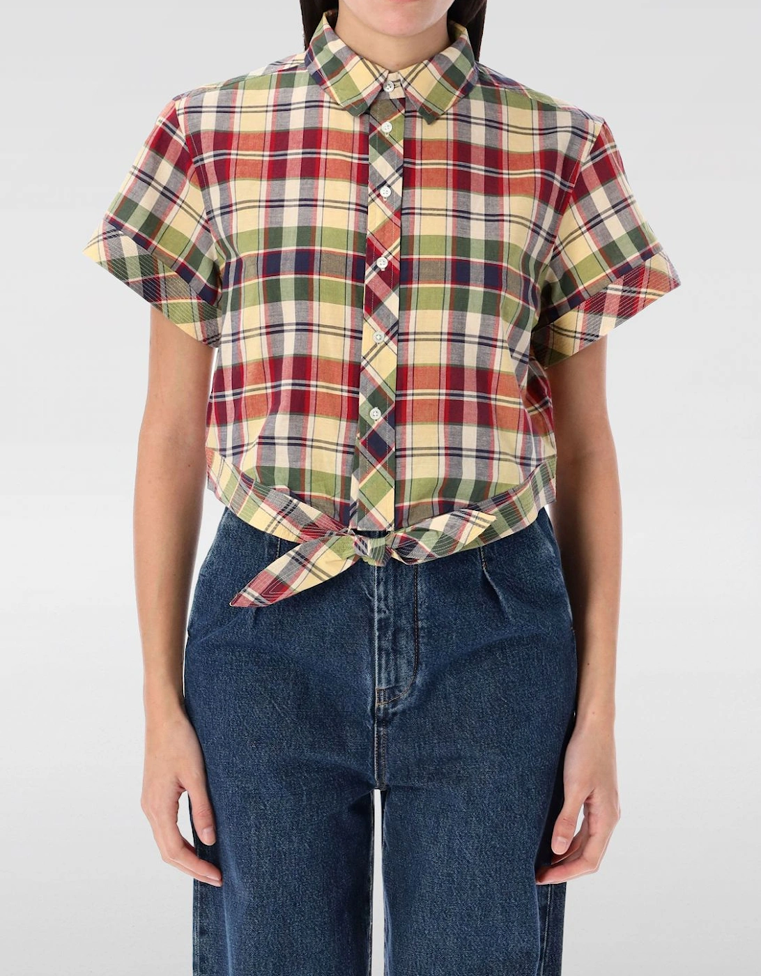 Plaid ShortSleeve Shirt  Skirt Set