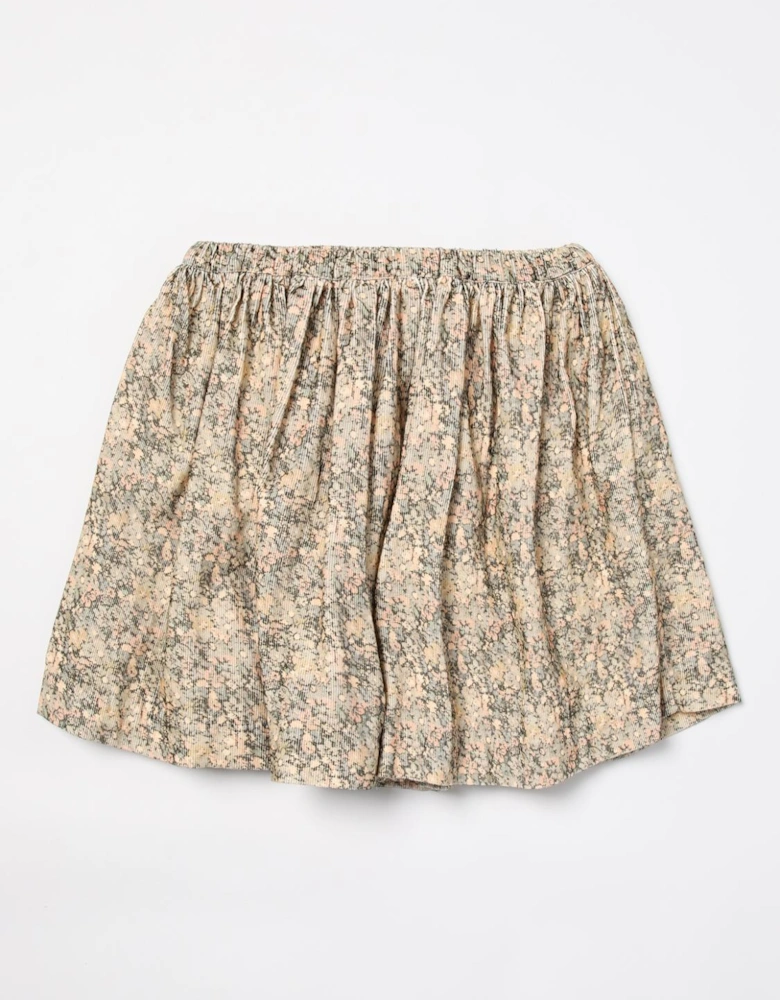 Floral Corduroy Mini Skirt