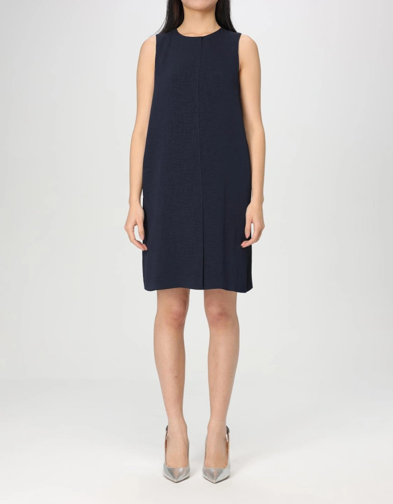 Sleeveless Shift Dress Textured Fabric