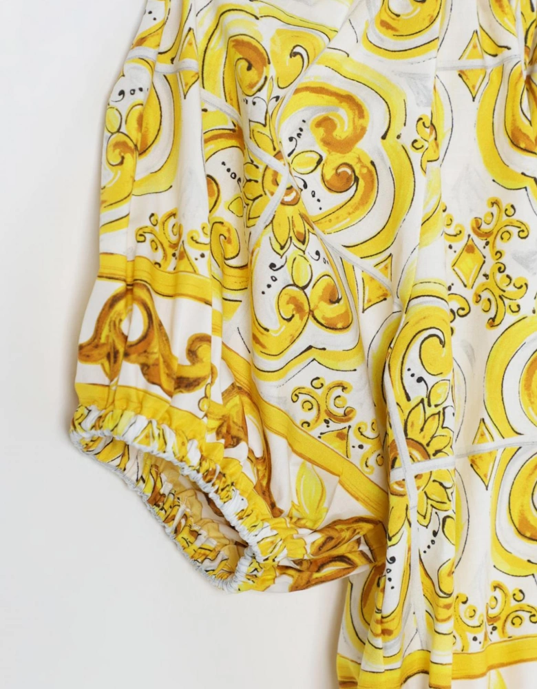 Printed Peasant Top Short Sleeves