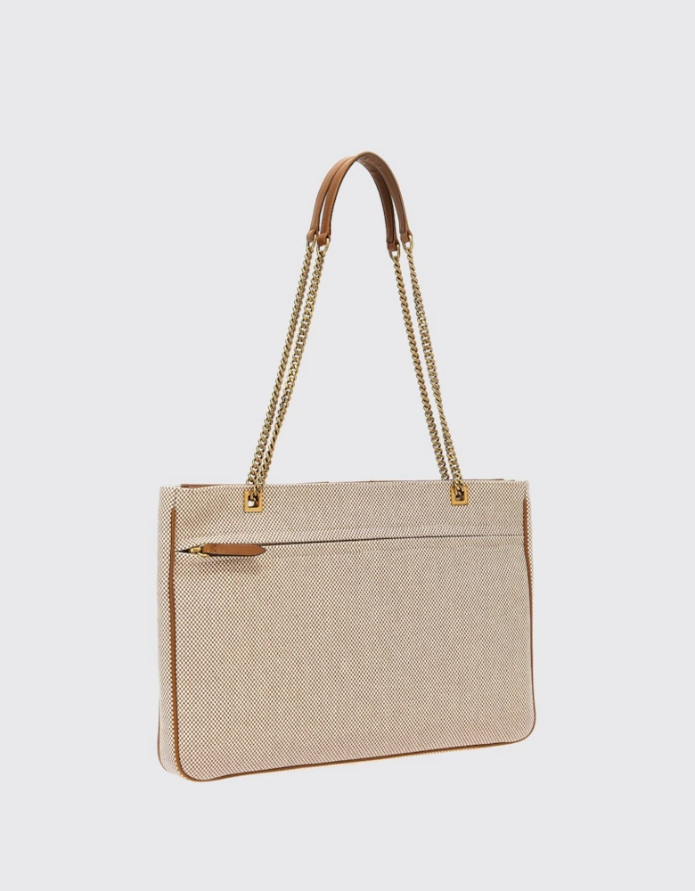Studded Leather Shoulder Bag with Chain Strap