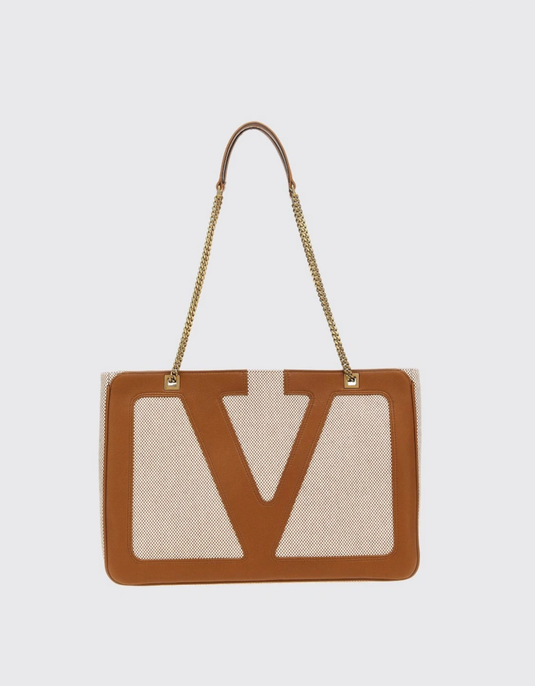 Studded Leather Shoulder Bag with Chain Strap