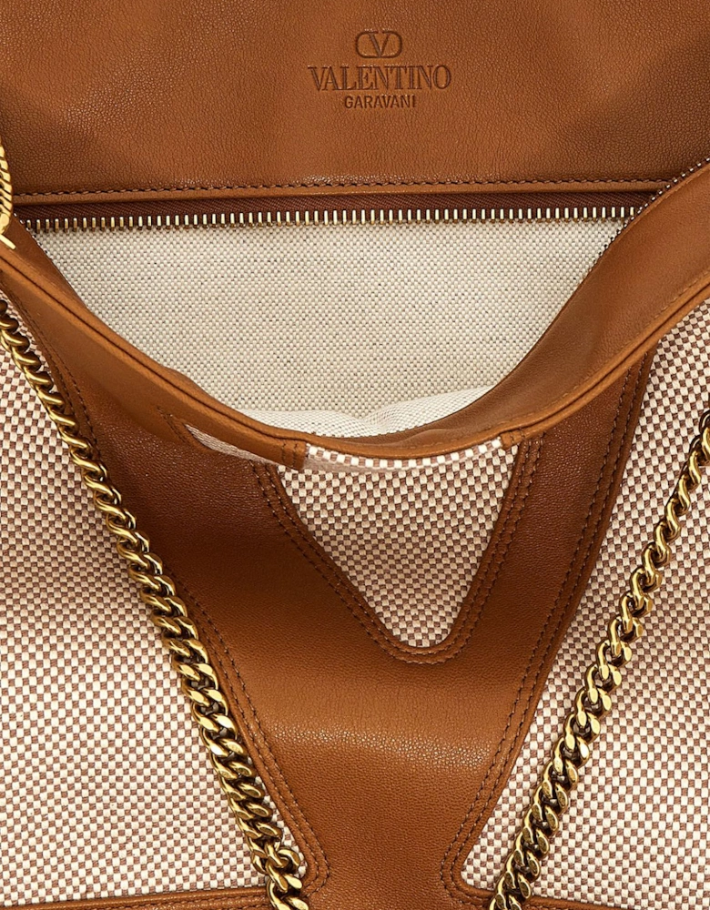Studded Leather Shoulder Bag with Chain Strap